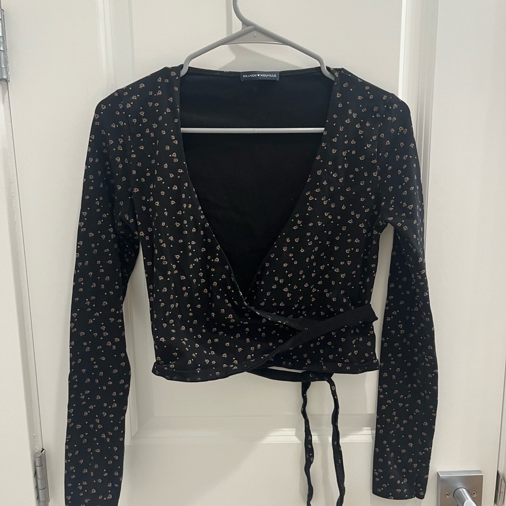 Brandy Melville Black Wrap Crop